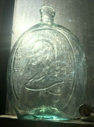 Antique Washington Taylor Historical Whiskey Flask Bottle - Open Pontil Gi - 39