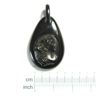 Huge Antique Victorian Jet Pendant Whitby Jet Cameo High Relief Cameo Pendant