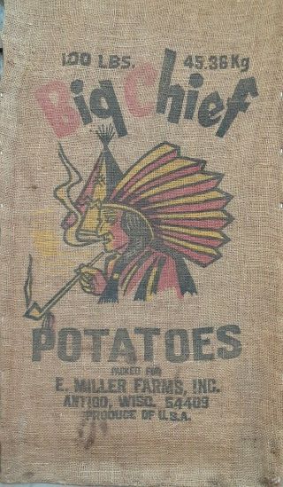 Vintage 100lb Burlap Potato Sack - 1930 