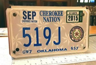Cherokee Nation - 2015 Crested Tribal Motorcycle License Plate -