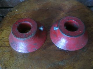 Vintage Pair 1 1/4 " Bar Red Heavy Cast Iron Weight Collars