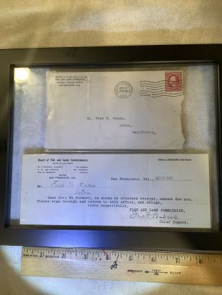 Vintage California Hunting License 1910 Fish And Game Letter