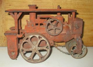 Antique Large Ca 1930 Cast Iron Huber Road Construction Steam Roller By Hubley