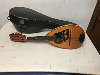 Antique Bow Back Mandolin With Case