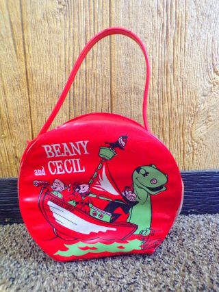 Vintage Cartoon Characters Beany And Cecil Vinyl Lunchbox Bag,  Purse,  1961