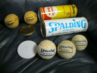 Set Of 2 Vintage Spalding Tennis Balls In Metal Can