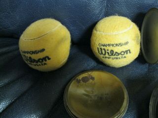 Set of 2 Vintage Spalding Tennis Balls In Metal Can 3