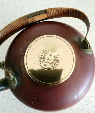 Antique G.  W Scott & Sons Copper Brass Picnic / Camping Kettle Rattan Handle