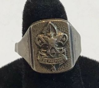Vintage Sterling Silver Boy Scout “be Prepared“ Ring.