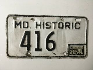 1985 Maryland Historic Antique Motorcycle License Plate Low Number 3 Digit