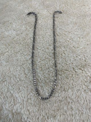 Vintage 925 Sterling Silver Figaro Link Chain 16” Necklace Italy