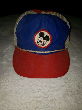 Vintage Walt Disney Productions Trucker Hat Mickey Mouse Patch Snap Back