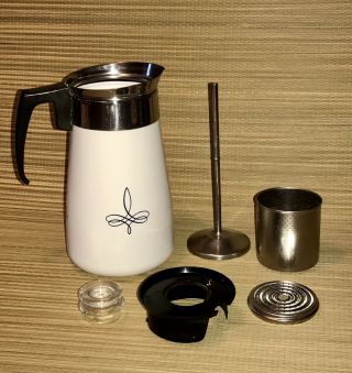 Vintage Corning Ware 9 Cup Trefoil Stove Top Coffee Pot Percolator Complete