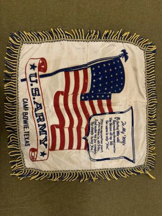 Vintage Camp Bowie Texas Wwii Ww2 Us Army Military Pillow Sham/cover Silk - Wife