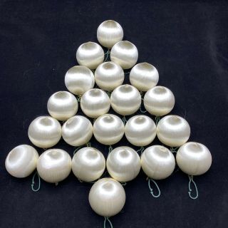22 Vintage White Satin Floss Over Styrofoam 2.  5 In Christmas Tree Ball Ornaments
