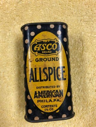 H & K Allspice Spice Tin Paper Label Vintage