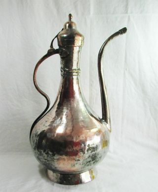 Antique Turkish Ottoman Handmade Copper Pitcher - - - Ewer Ibrik Wash Stand
