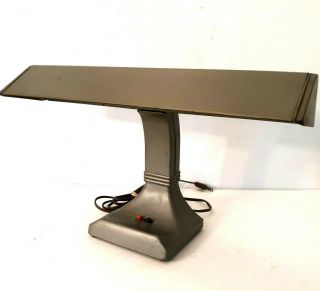Vtg Industrial Lite Master Art Specialty Desk Task Lamp Gray Metal Art Deco Mcm