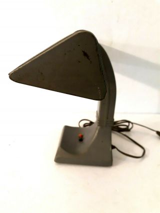 Vtg Industrial LITE MASTER Art Specialty Desk Task Lamp Gray Metal Art Deco MCM 2