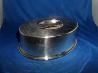 Cunard White Star Line Small Oval Food Cover C.  1948 Elkington Silver Plate