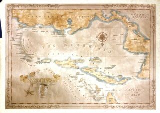 Carnes Lafferty 1997 Awesome Vintage Style Map Of The Caribbean Large 30” X 23”