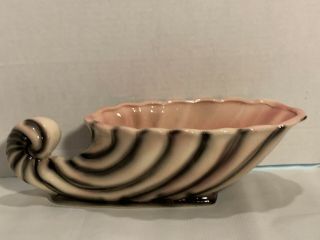 Vintage Mid Century Modern Usa Pottery Planter Pink And Black Stamped 200
