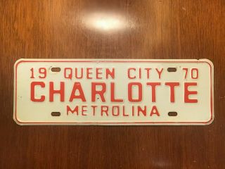 Charlotte North Carolina License Plate 1970 Nc City Plate " Queen City " Metrolina