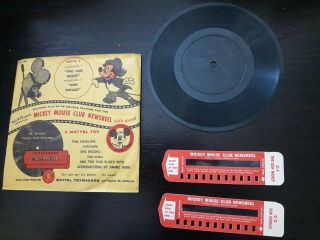 Vintage 1950s Mickey Mouse Club Newsreel Series C Record & 2 Film Slides