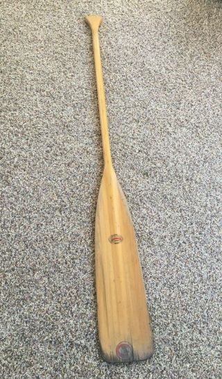 Vintage Feather Brand Wood Canoe Boat Oar Paddle 59.  5” Caviness Woodworking Co