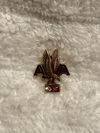 Vintage American Airlines 15 Year Service Pin Balfour 10k Gold,  Diamond & Ruby