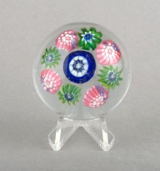 Antique French Clichy Spaced Concentric Millefiori Miniature Paperweight (4)