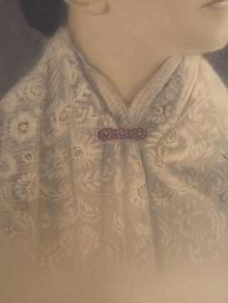 ANTIQUE PASTEL? PAINTING? / DRAWING? YOUNG WOMAN PORTRAIT 1800 ' s VICTORIAN 3