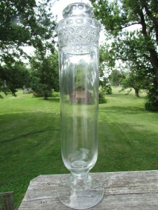 Antique Dakota Cylinder Apothecary Candy Jar,  Scarce 15 " Size W/ground Lip & Lid