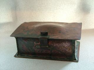 Arts and Crafts Copper Cigar Box,  C.  E.  Marshall.  39 Duke St,  Liverpool. 3