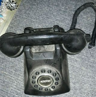 Metropolis Vintage Push Button Phone Black/grey Landline Telephone.