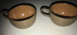 Set Of 2 Vintage Heath Ceramics Coffee Tea Cups Brown,  Pumpkin Vintage Pottery