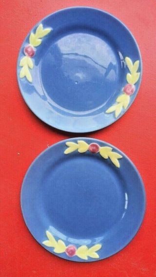 Vintage Coors Pottery Rosebud Blue Two 7 " Dessert Plates 1930 