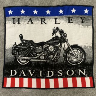 Biederlack Harley Davidson Plush Blanket Throw Stars & Stripes 88 X 84; American