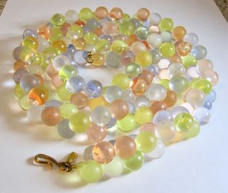 Vintage Monet Wisteria Pastel Bubble Lucite Clear & Frosted Bead Necklace 34”