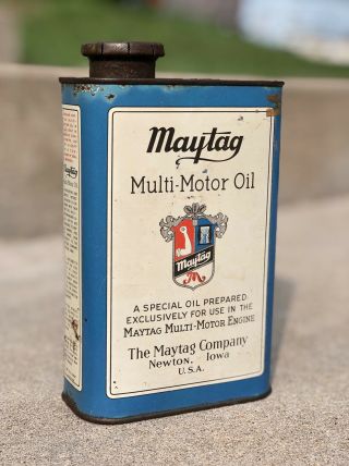 Vintage Maytag Company Multi Motor Oil Metal 1 Qt Can Gasoline Gas Newton Iowa