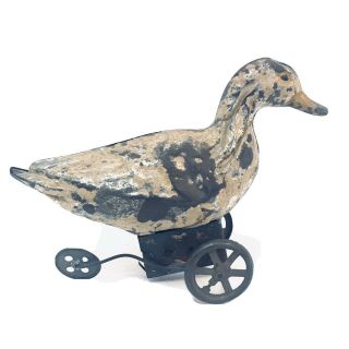 Antique Gunthermann Wind Up Duck Toy Hand Painted Windup