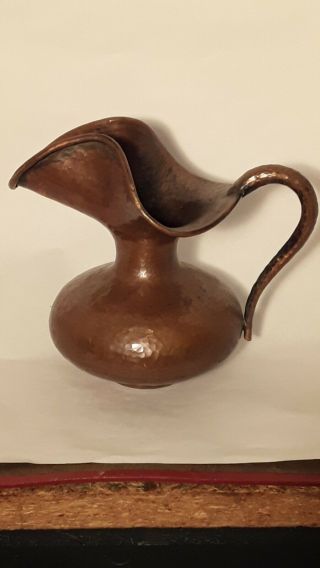 Antique Arts And Crafts Mission Style Handmade Copper Pitcher