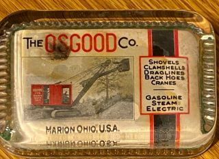 Vintage Glass Advertising Paperweight –the Osgood Co.  Cranes Marion Ohio