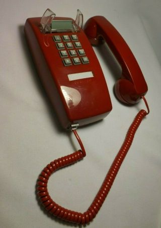 Vtg.  Base Corded Cortelco Red Wall Phone Telephone Usa Made 255447 - Vba - 20m