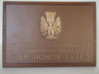 American Institute Of Architects 1968 Bronze Award Plaque