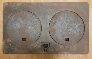 Antique Glenwood Cast Iron Wood Stove 2 Cover Plates / Burner Lids & Top Parts
