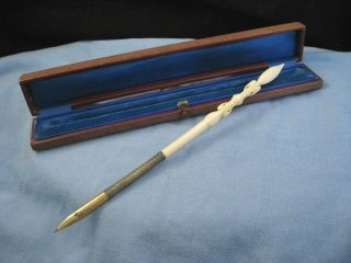 Antique Ornate French Silver Dip Pen Calligraphy Letter Writing Boxed