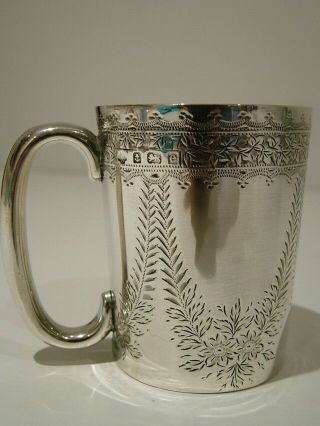 Hm1904 Antique Solid Silver Christening Mug Tankard Cup Edwardian 278