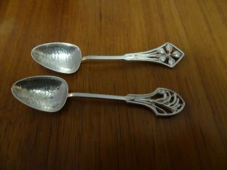 Set 6 Australian Arts & Crafts Linton Sterling Silver Coffee Spoons flowers 47gm 2