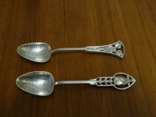 Set 6 Australian Arts & Crafts Linton Sterling Silver Coffee Spoons flowers 47gm 3